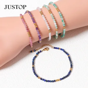 Custom Color Dainty Crystal Bead Bracelet pink Opal Beaded Bracelet Gemstone Jewelry Gift for Teenagers Band