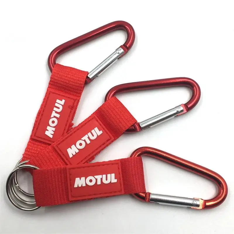 Promotional Terylene Webbing Aluminum D Shape Small Carabiner Clip Hook Carabiner Keychain Custom Logo Key Strap