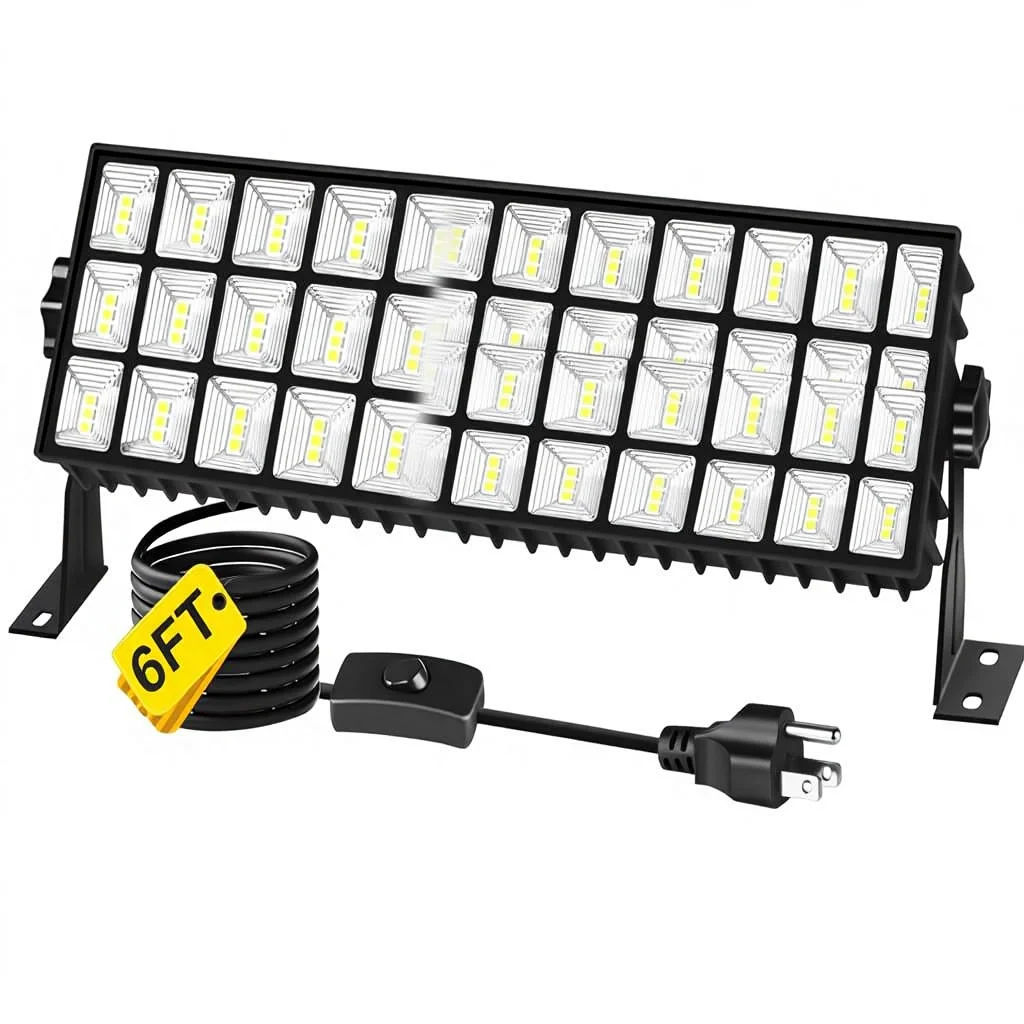 YQNLIFA industriell 100 W grafenbaserad LED-verktygslykta, 14 000 lm, 6000 K, med stickkontakt, 6 fot lång sladd, IP66-vattentät, för garage, utomhusarbetsplats och trädgård