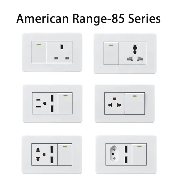 Us Type White Multi Function Universal Ac Power 3-pin Smart Plugs and Sockets Switch