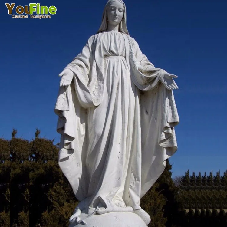 Life Size Marble Statue of the Virgin Mary for Sale