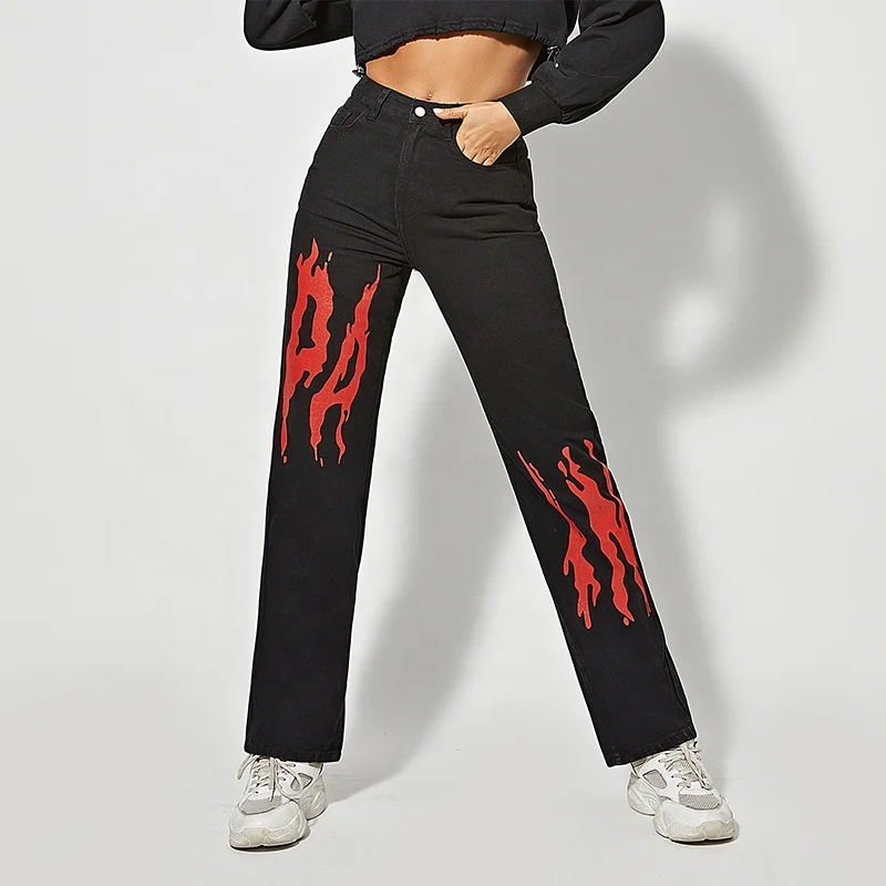 Stylish Paw Printed Denim Pants 