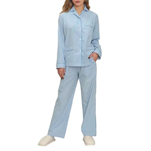 100% Cotton Ladies Sleepwear Striped PJ Cozy Lounge Wear Sets Women's Pajamas Custom Loungewear Pyjamas