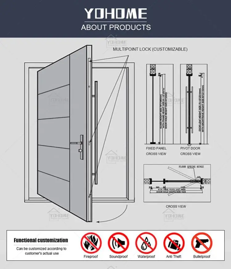 Foshan Yohome Custom Modern Front Main Wood Door Pivot Hinge ...