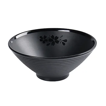 Restaurant Dinnerware Noodle Serving 7 Inch Black Cheap Melamine Ramen Bowl