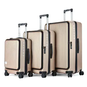 Wholesale 4-Piece Large Capacity PC and Aluminum Carry-On Luggage Set Unisex TSA Lock Spinner Caster for Business Travel