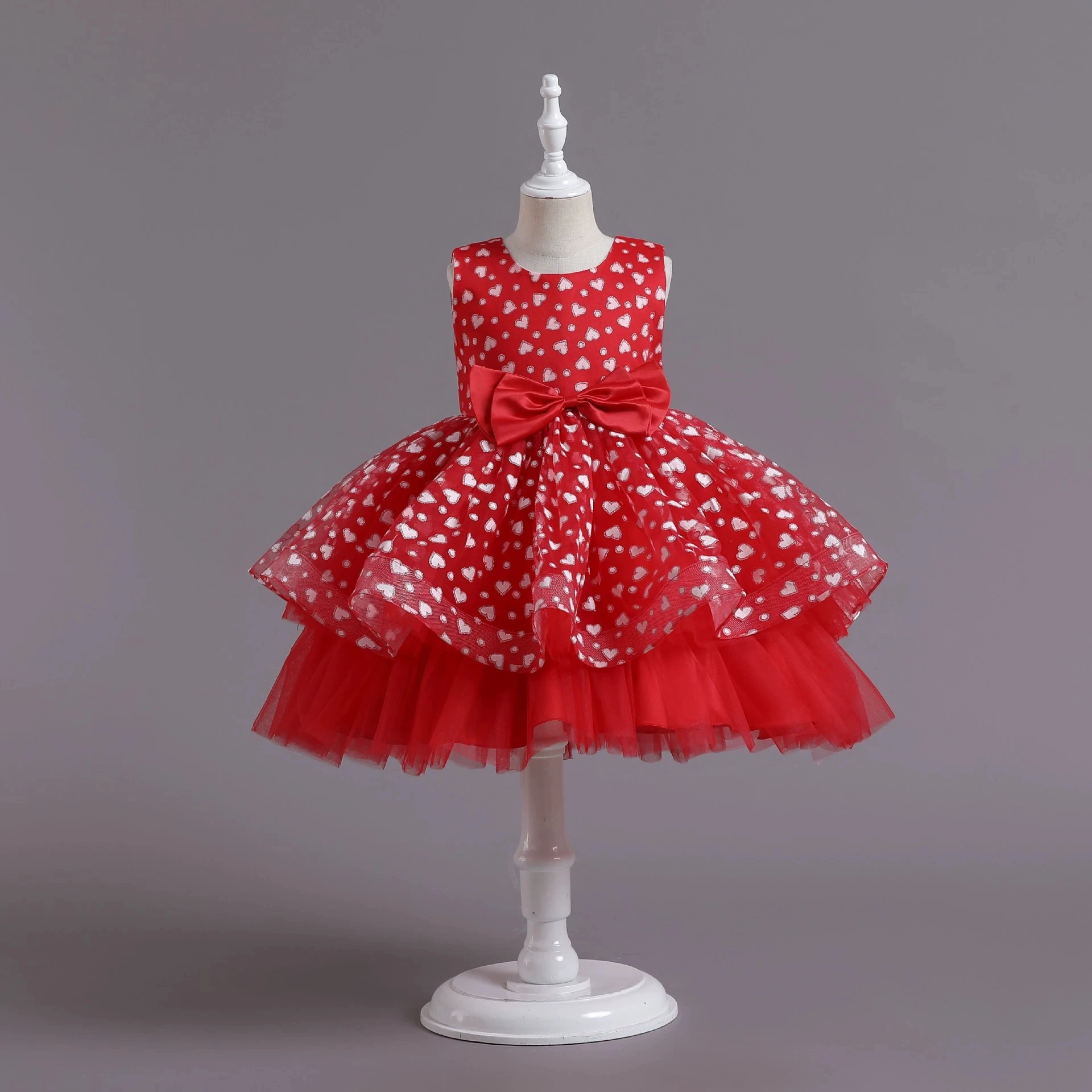 Style occidental à pois princesse enfants robe de soirée rouge bébé fille  robes d'anniversaire pour ans élégant enfant fille robe pour mariage
