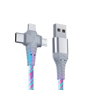 New arrivals 3in1 LED Luminous usb cable for Samsung  /2in1 LED Micro USB Type C 8Pin charger Wire for iPhone Huawei Xiaomi