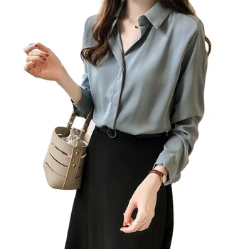 Guangzhou Auyan Ins Fashion Chiffon Shirt Long Sleeve Blouse Ol Fashion Shirt