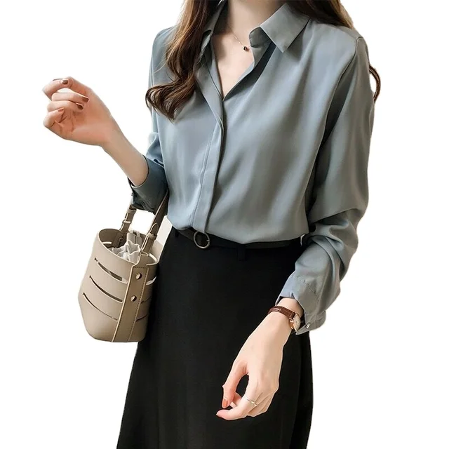 Guangzhou Auyan's Stylish Casual Nylon Chiffon Blouse Long Sleeve with Mandarin Collar a Modern Fashion Statement