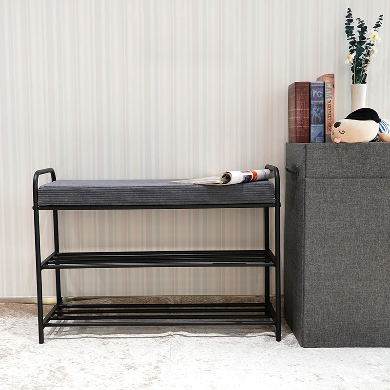 Customized Velvet Metal Steel Cheap Shoe Racks Bench Storage Organizer Holder Rack at Doorway Entrance