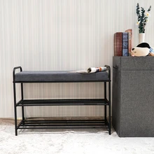 Customized Velvet Metal Steel Cheap Shoe Racks Bench Storage Organizer Holder Rack at Doorway Entrance