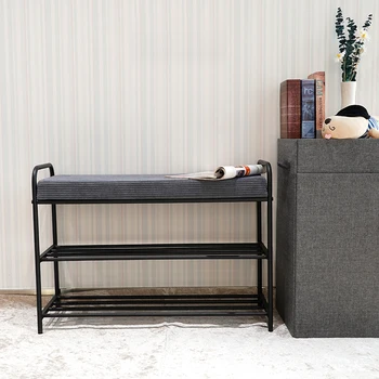 Customized Velvet Metal Steel Cheap Shoe Racks Bench Storage Organizer Holder Rack at Doorway Entrance