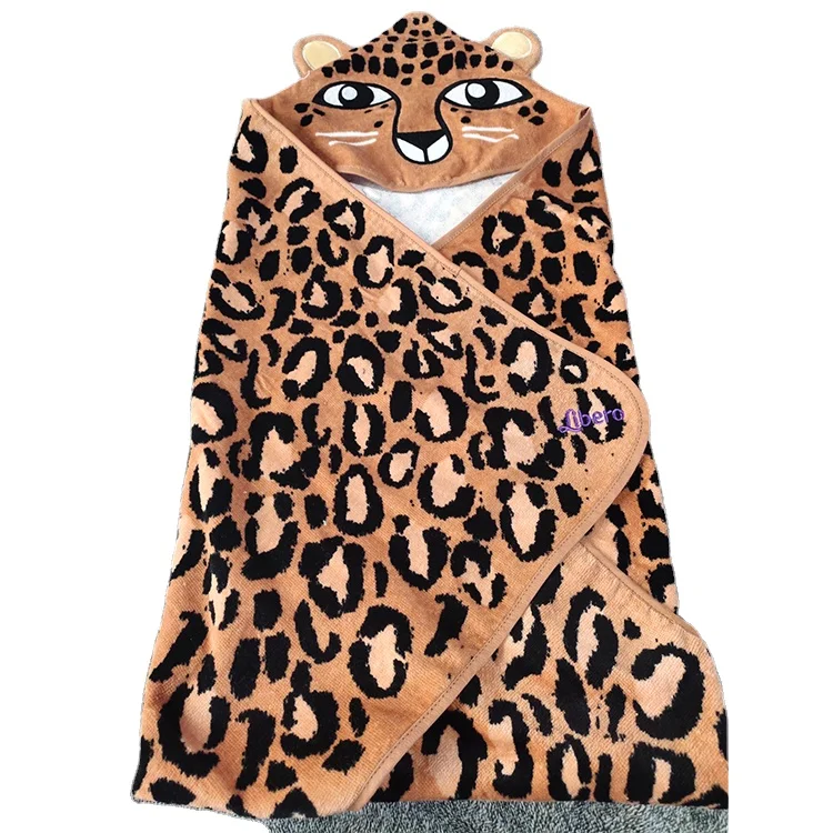 Tiger Design Custom Printed Towel Cotton Hooded Baby Towel Baby Hooded Towel