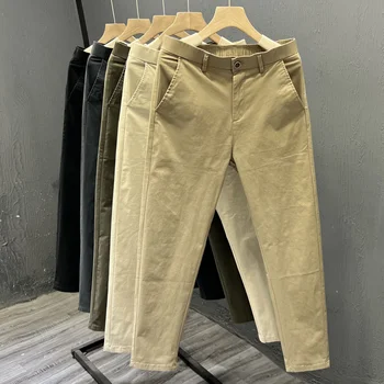 British men's casual pants summer trousers cotton trousers small straight pants men's spring and autumn business pants.
