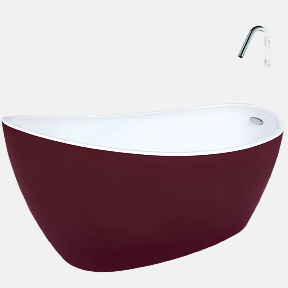 Hot Sales Factory Direct Modern High Quality Red Baths Freestanding Design Acrylic Bathtub with Overflow