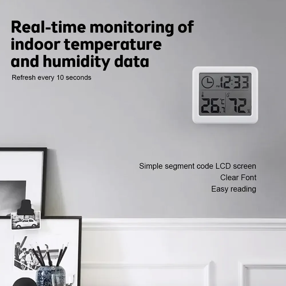 Room Thermometer Digital Hygrometer Indoor Thermometer Temperature Monitor Accurate Thermometer & Humidity Meter Clock