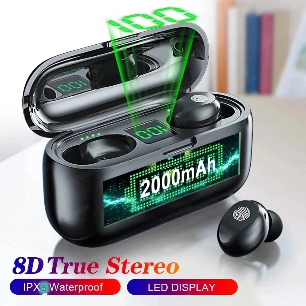 
 F9 наушники-вкладыши Tws беспроводные наушники гарнитура игровая Спортивная гарнитура 2000 мАч наушники-вкладыши для Bluetooth наушники  