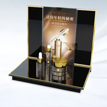 Black gold acrylic display stand for make up cosmetics,cosmetic acrylic display rack, beauty instrument display rack,