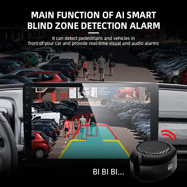 AI Intelligent Reverse Car Camera Active Detection System Rear View Camera Reversing Parking Cam With Buzzer Radar Alarm supplier