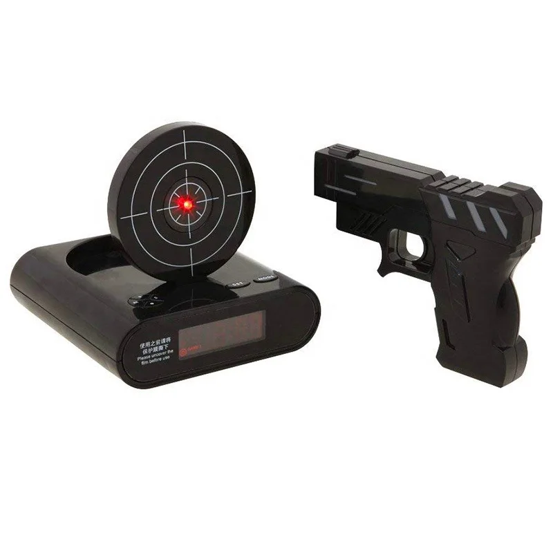 Gun Shooting Target Alarm Clock Infrared Laser Projector Desk LED Digital Display Funny Alarm Clock Creative Student Child Gift