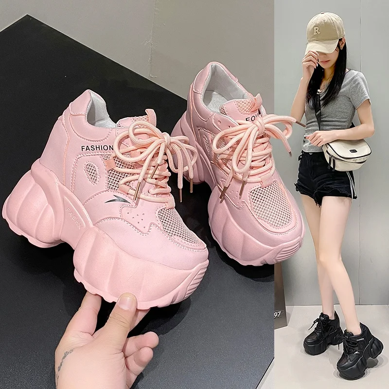Women's Pink Chunky Sneakers Breathable Platform| Alibaba.com
