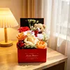 Red teddy bear flower box