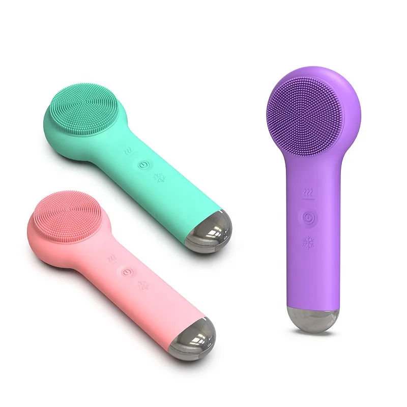 Deep Clean Face Scrub Acne Cleanser Wash Electric Silicone Vibrating Facial Cleansing Brush Machine 3 In1 Facial Cleanser Brush