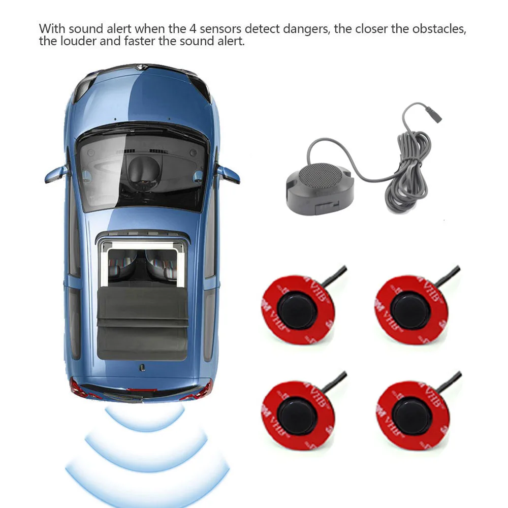 Car Reverse Radar Car Reverse Detection radar 4 6 Probe Sensor Buzzes to Prompt Parking ...