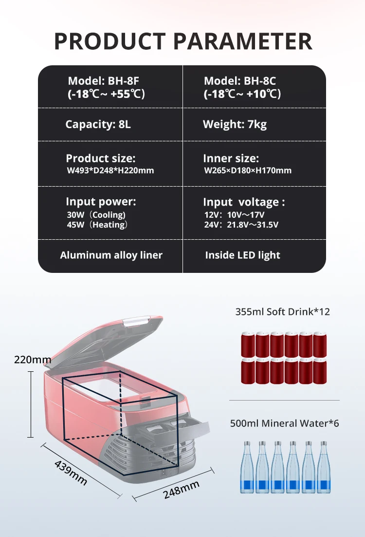 Mini Armrest Car Refrigerator 12v 24v Portable Small Car Fridge Freezer