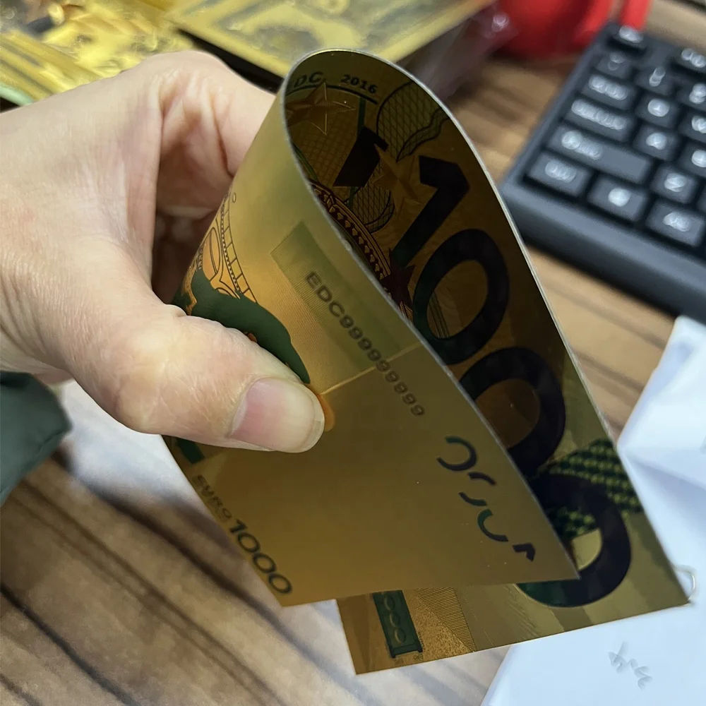 最便宜的欧元1000镀金钞票非货币欧洲道具钱旅游礼品和收藏