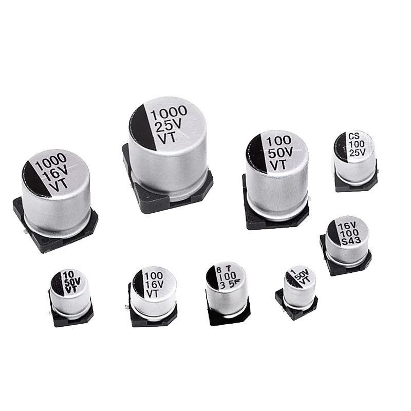 thumbnail interactive-video image 1 of 10pc SMD Aluminum Electrolytic Capacitor 6.3V 10V 16V 25V 35V 50V... 1 of 13