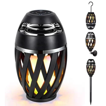 Waterproof Flame Lamp Rechargeable Wireless Speaker Led Camping Light with USB Output for Outdoor
