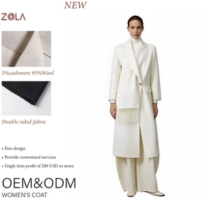 Zola 2026 Winter Women's Double-Breasted Woolen & Cashmere Coat with Long Lapel Soft Handmade Outerwear Casual Style Keep Warm