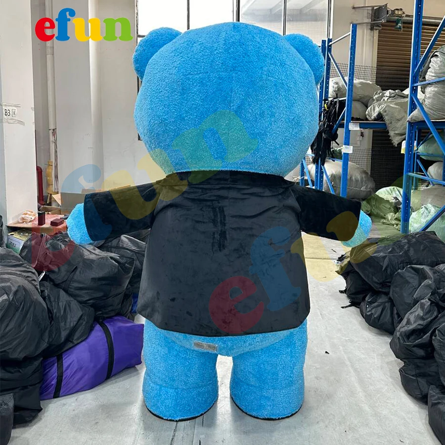 Efun MOQ 1 PC Custom Blue Teddy Bear Mascot Costume Adult Dress Kid  Birthday Advertising Dancing Wedding Costume for Sale