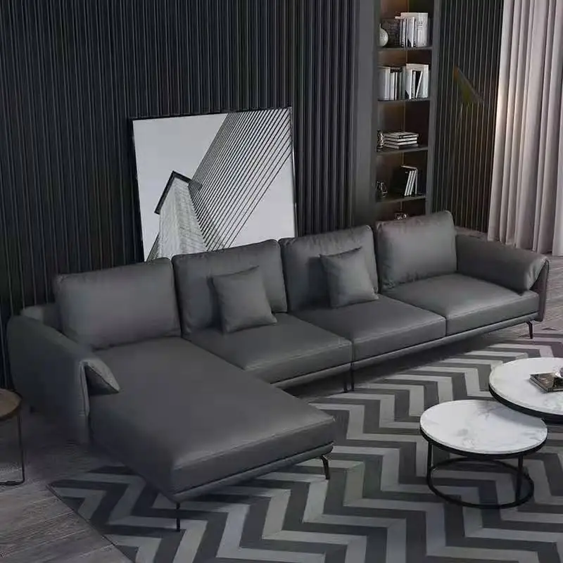 Luxury furniture combination Italian design sofa living room L-shaped leather upholstered modern sofa