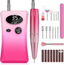 35000RPM Professional Nail Drill Machine Portable Rechargeable File Machine Set for Acrylic Gel Nails for Home and Salon Use