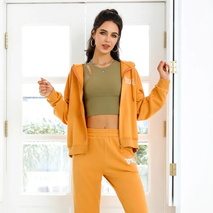 Front Zipper Sweatshirt Joggers Plain Cotton Embroidered Logo Tracksuit Sweat Suit 2 Piece Sweatsuit
