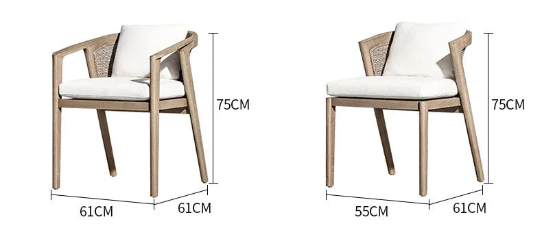 Teak Wood Rattan Back Latest Style Dinner Garden Outdoor Restaurant Wooden Kitchen Dining Chair
