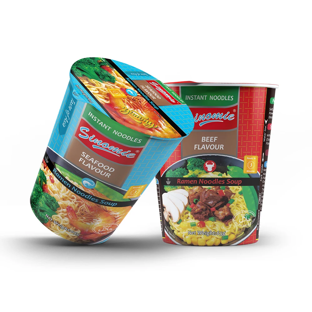 Sinomie Chinese Manufacturing Oem Halal Noodle Instant Soup 24 Cups of  in a Full Cup Instant Noodles