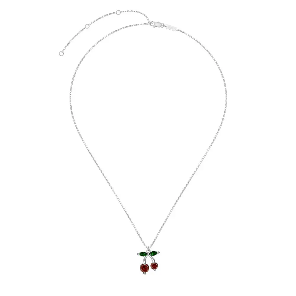 KAKODIY Daily 925 Sterling Silver Women's Fine Jewelry 5A Cubic Zirconia Pendant Cherry Necklace detail 1
