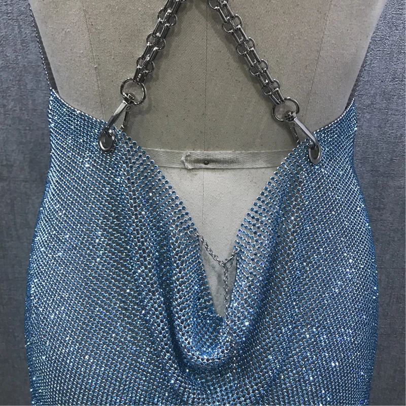 princess polly baby blue dress Rabanne Chainmail detailed mini dress