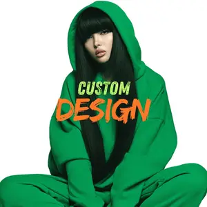 Women's Tailored Two-Piece Oversized Suit - Blank Sport Hoodie + Jogging Pants for Street and Gym Wear