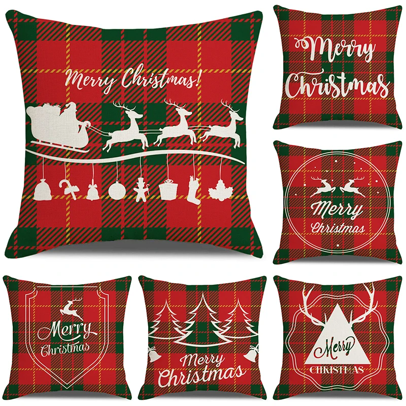 Cushion Cover Christmas Pillow Case Navidad for Home Santa Claus Christmas Ornaments Xmas Decoration Supplies New Year 2022