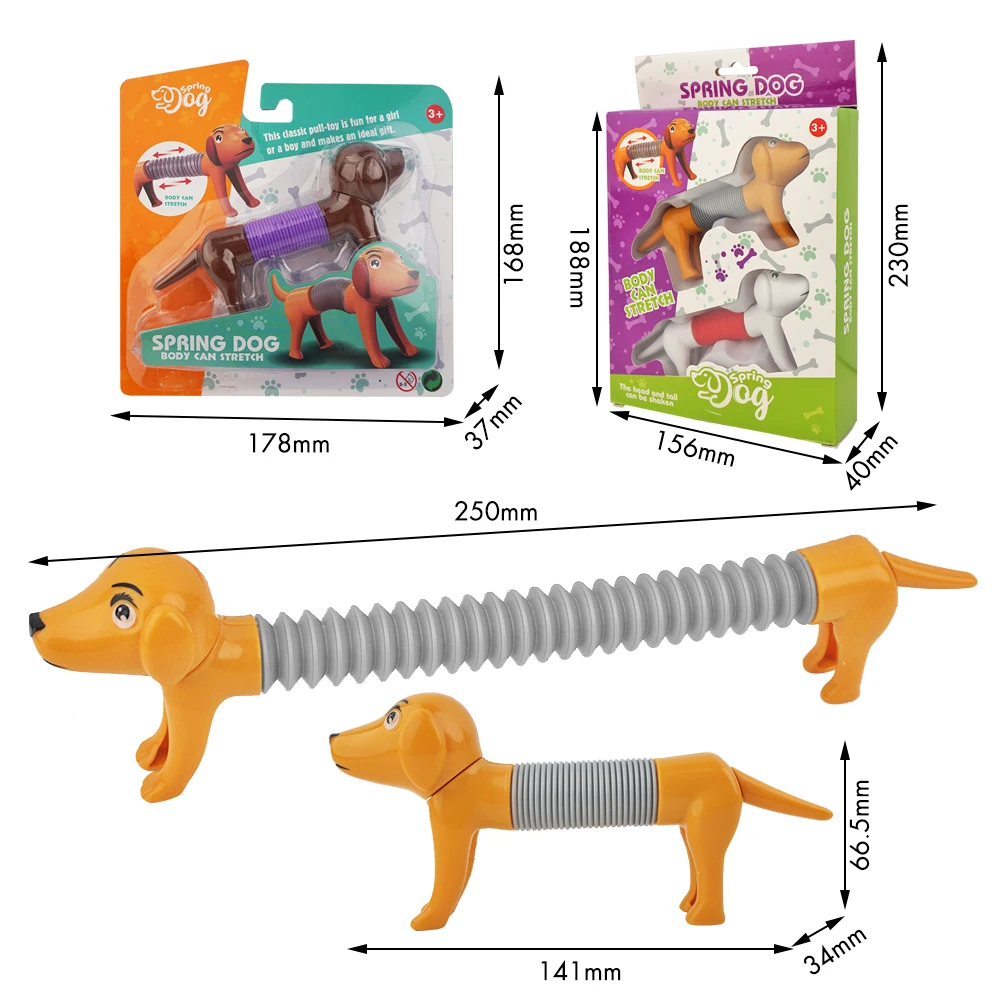 2pcs Spring Dog Pop Tube Dog Sensory Toys Fidget Toddler Toy
