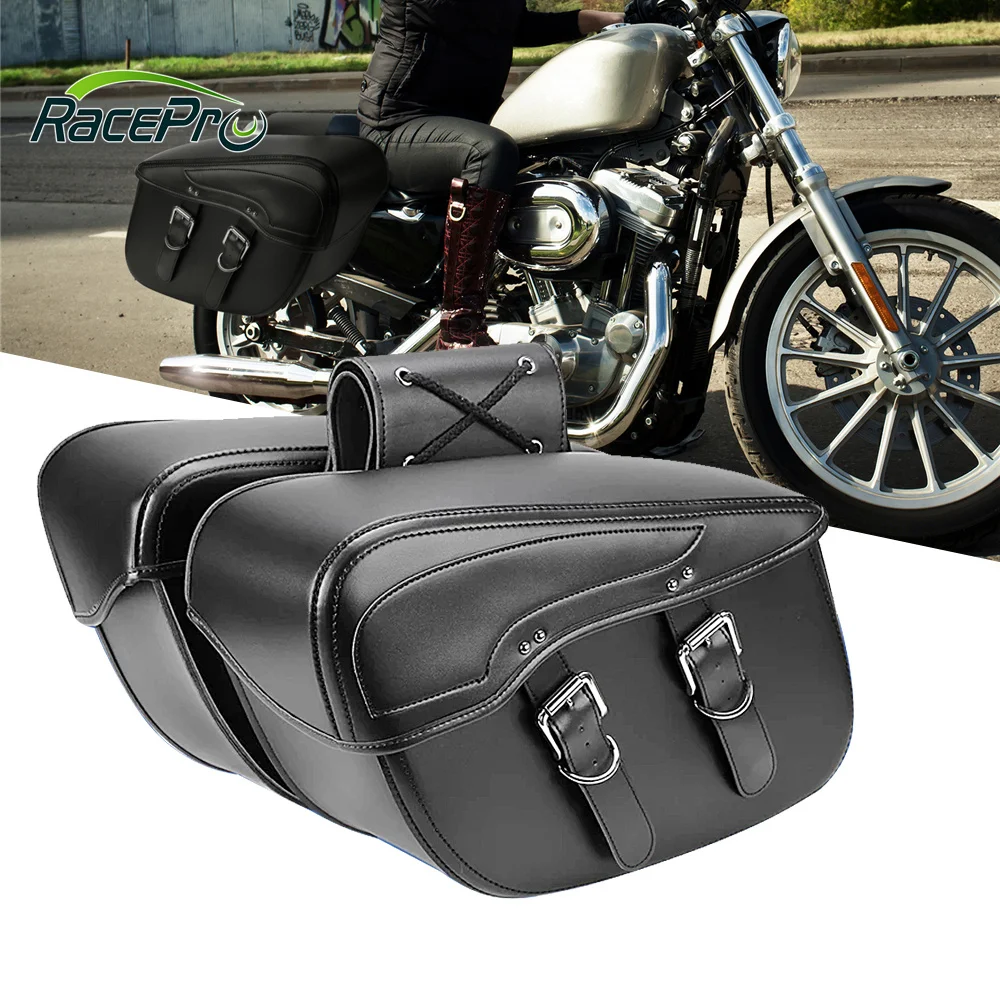 RACEPRO Motorrad Gepack Seite PU Leder Sattel tasche Reisetasche Fur Harley Davidson Sportster Harte Taschen Softail Slim Sattel taschen Alibaba