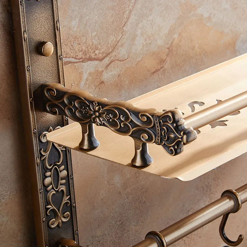 Antique European Towel Rack With Rod Retro Wall Hanging Cosmetics Rack