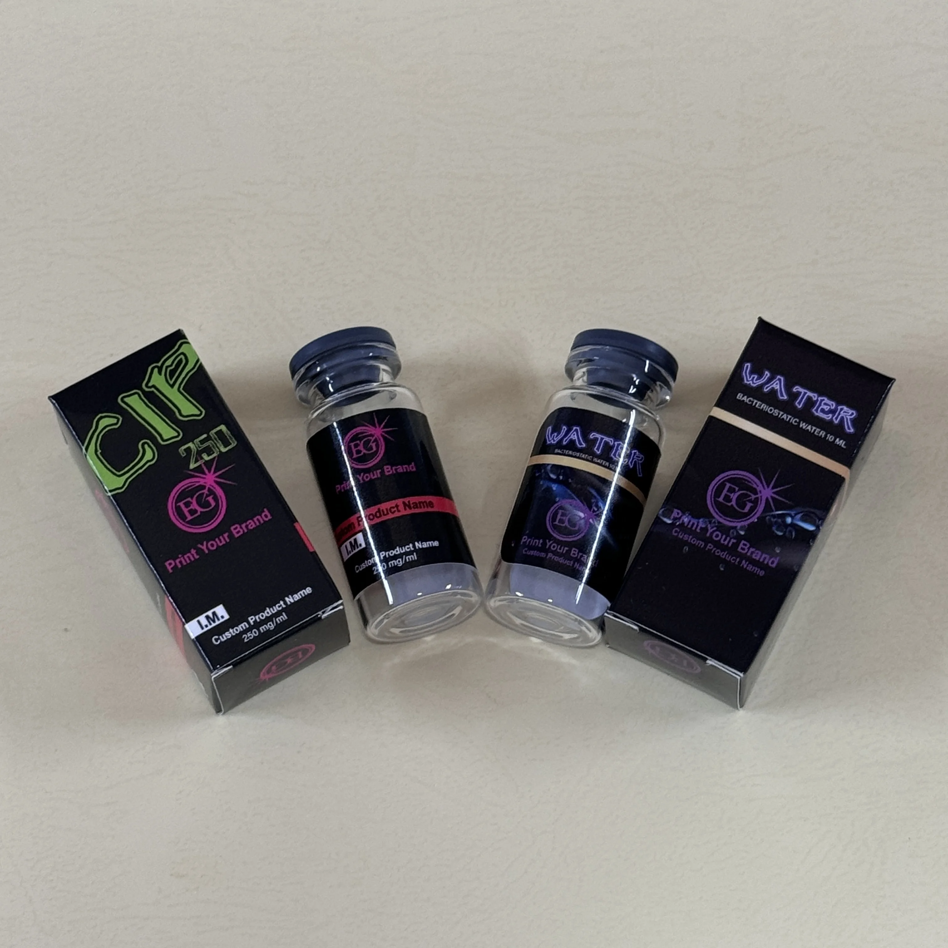 Custom Printing Bacwater 10mL Vial Packaging Label and Box Injecta Bletest C 250mg Hologram Box with Label