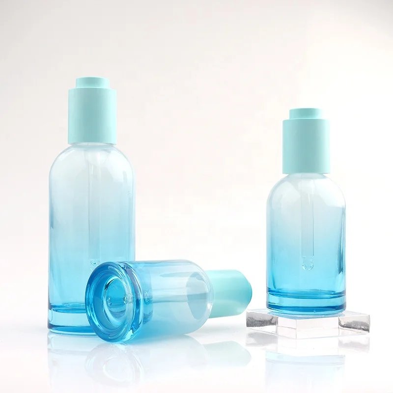 Luxury Custom Round Cosmetic 30ml 60ml 100ml Hair Oil Frosted Round Bottom Glass Bottle Serum Essential Oil Dropper Bottle