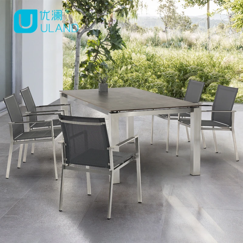 Роскошная мебель ULand, обеденный стол, прямоугольный современный металлический обеденный стол для ресторана и улицы